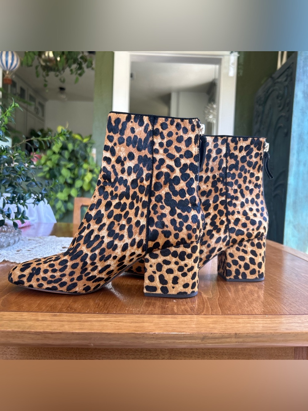 NWOT J Crew Sadie Ankle Boot in Leopard Calf Hair
